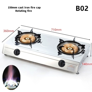 Estufa de gas de la mesa con quemadores dobles