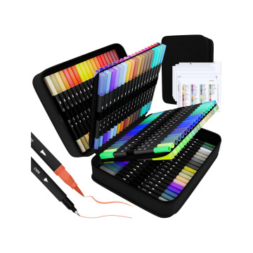 Vivid Colors Dual Tip Art Marker Fineliner - Watercolor Pen with Black Permanent Marker
