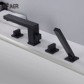 Luxury Matte Black 4 Hole Bathtub Tap