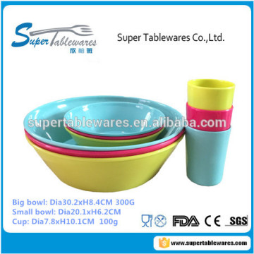 melamine solid color popcorn bowl sets with cup