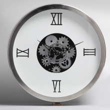 White Metal Hanging Clocks with Moving Gear