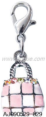 Shopping Bag Criss Cross Enamel Charm