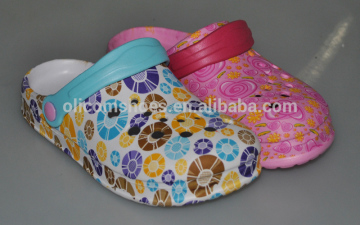 2016 New style water transfer printing clogs wholesale for women