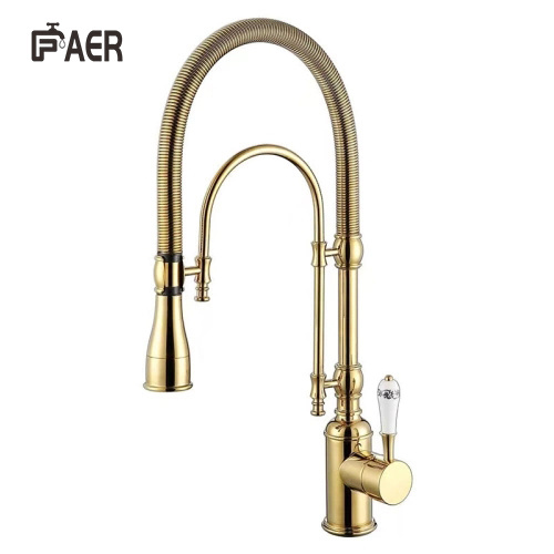 Deck Mounted Single Handle Pull Out Kitchen Faucet