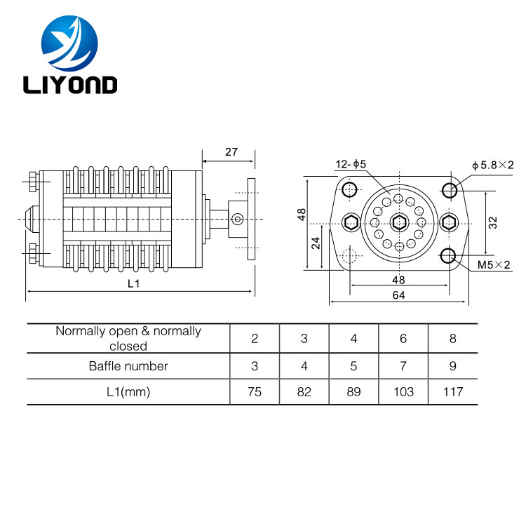 F10-12 6NO6NC 6layer auxiliary switch for vs1 vcb and sf6 vacuum circuit breaker