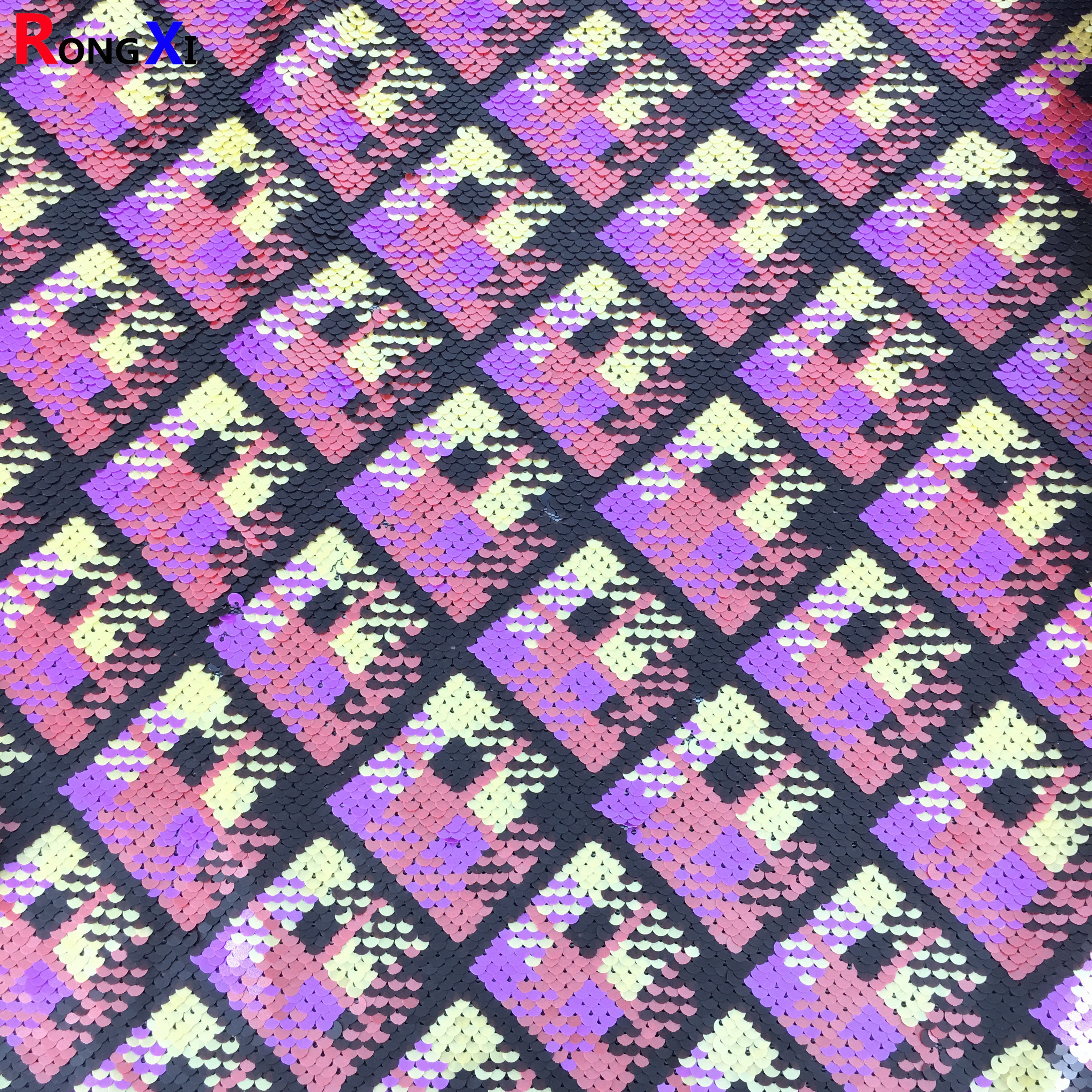Tissu de tulle à paillettes réversible RXF0666 pour la vente en gros