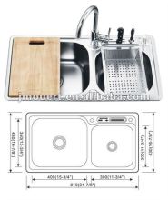 OH-8143D Stainless Steel Double Bowl Kitchen Sink overmount sink