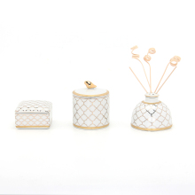 Ceramic Bathroom Set BR024: Candle Jars, Powder Box & Bedroom Accessories