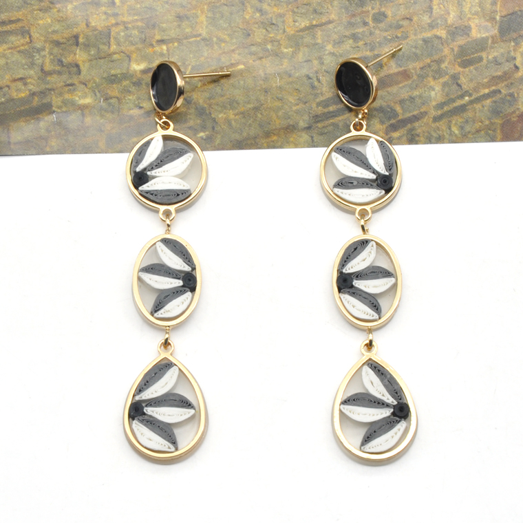 Newest Design folding paper ear link jewelry unique long chain earrings