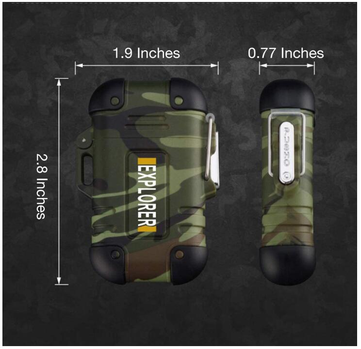 Outdoor Waterproof Windproof Lighter Dual Arc Electric Lighters USB Rechargeable Lighter