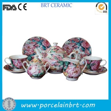 Western style rose printed English Porcelain Tea Set