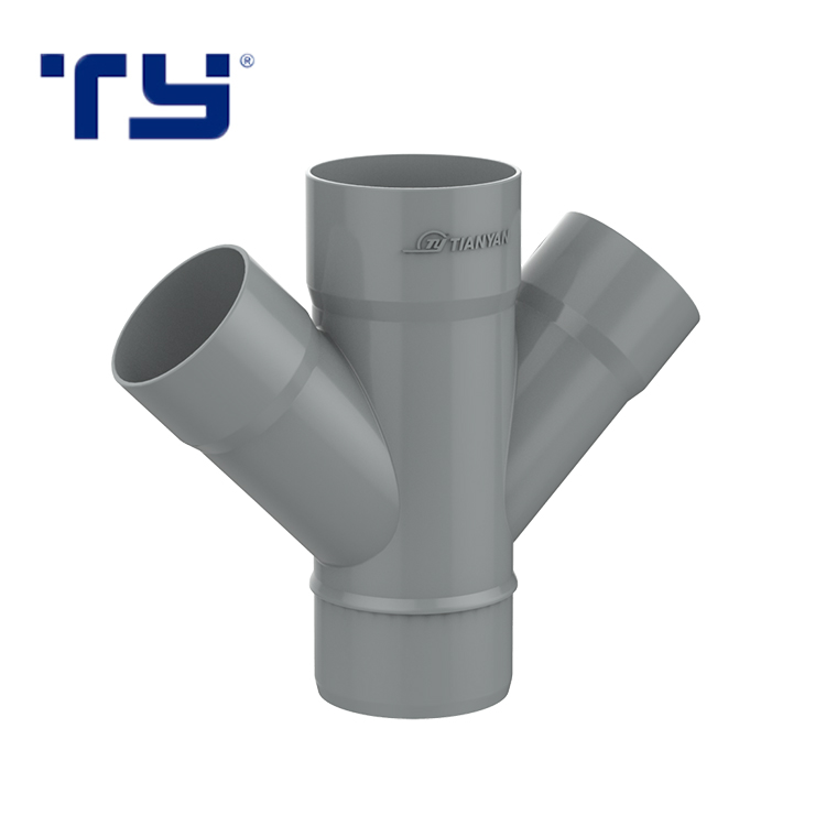 Plastic Pipe Fittings PVC UPVC DIN drainage 45 Degree 3-Way Straight Cross