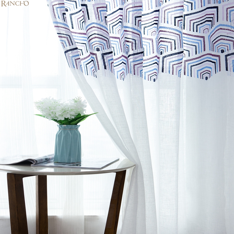 Wholesale fancy luxury embroidery sheer curtains ready made white sheer curtain for living room