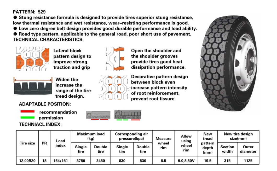 Longmarch, Truck Tyre, Lm529, 1200r20