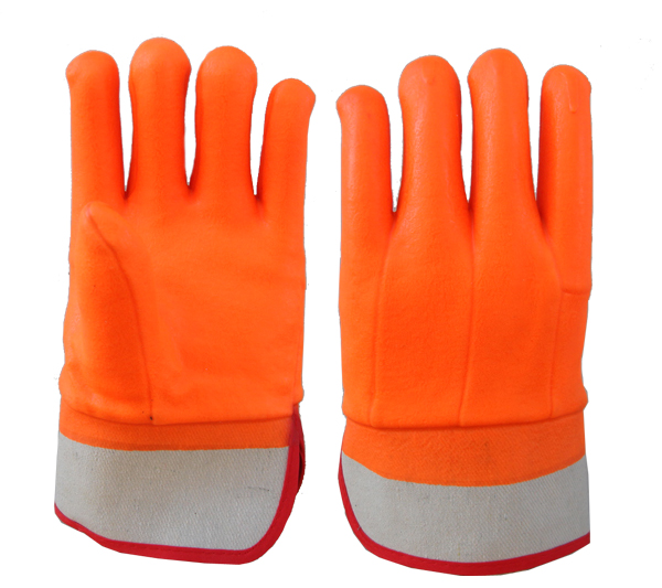 Hi-Vis Orange PVC Handschuh Sandy Finish Sicherheitsmanschette