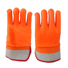 Оранжевые перчатки из ПВХ Hi-Vis Безопасная манжета с песочной отделкой