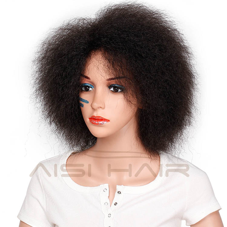 Dark Natural Black Synthetic Wig Kinky Curly Short Afro Wigs For Women Fluffy Wigs for African American