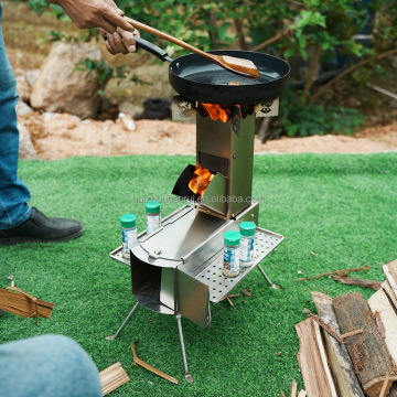 Portable Outdoor Cooking Solution: Folding Stainless Steel Multi-Fuel Rocket Stoves with Extension Board