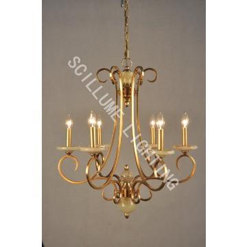 205916  antique solid brass marble chandeliers
