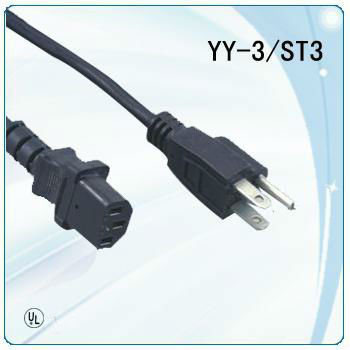 UL 3pin laptop power cords with molded plug