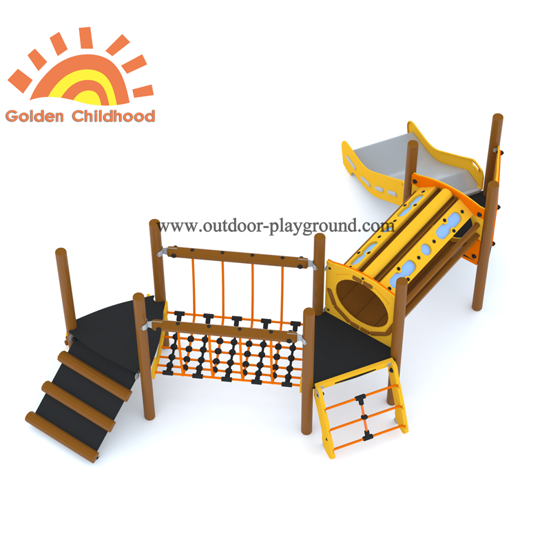 Hpl Wooden Net Bridge Slide Park Equipment