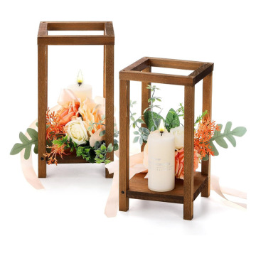 Rustic Wood Lantern Candle Holders for Wedding Centerpieces