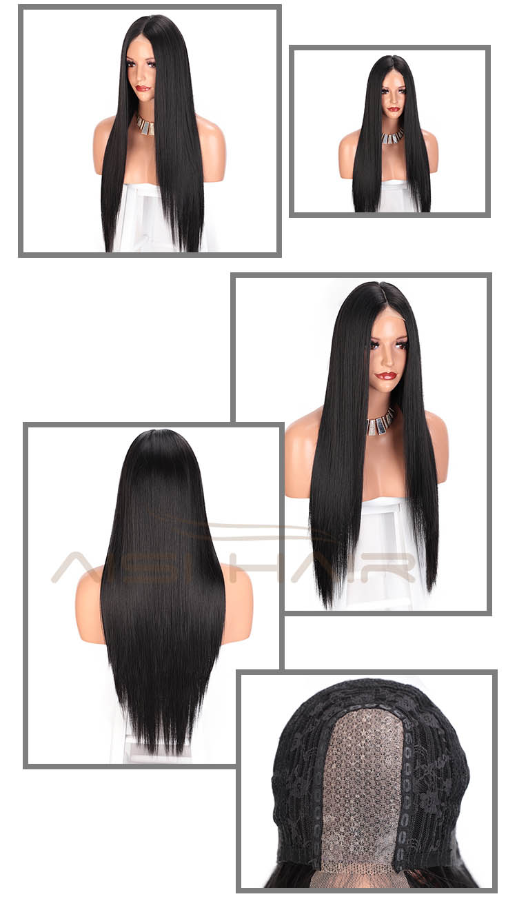 Aisi Hair 26 Inch Long Silky Straight Natural Black Wig Top Quality