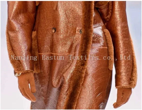 Print and Golden-Plating Suede Bonded Faux Fur Esfh-78A