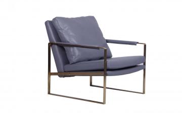 Modern Grey Leather Gold Zara Chair