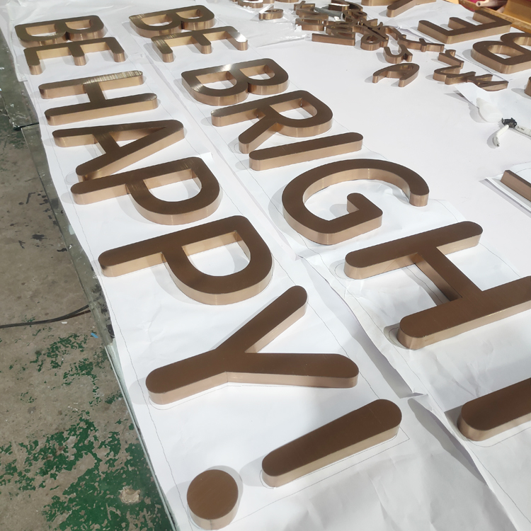 Rustic Mirror Polish Face Gold Letters Wall 3d Logo Stainless Steel Metal Alphabet Letter Sign For Company