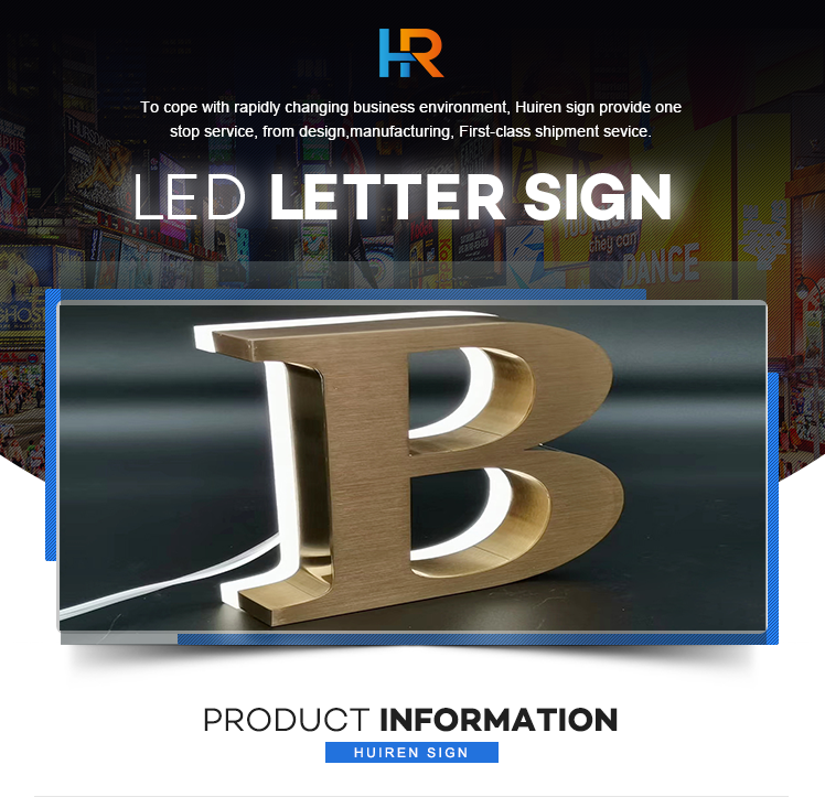 Custom Advertising Stainless Steel Backlit logo Signs LED Signage Letters LED 3D Signs Logo Outdoor For Store