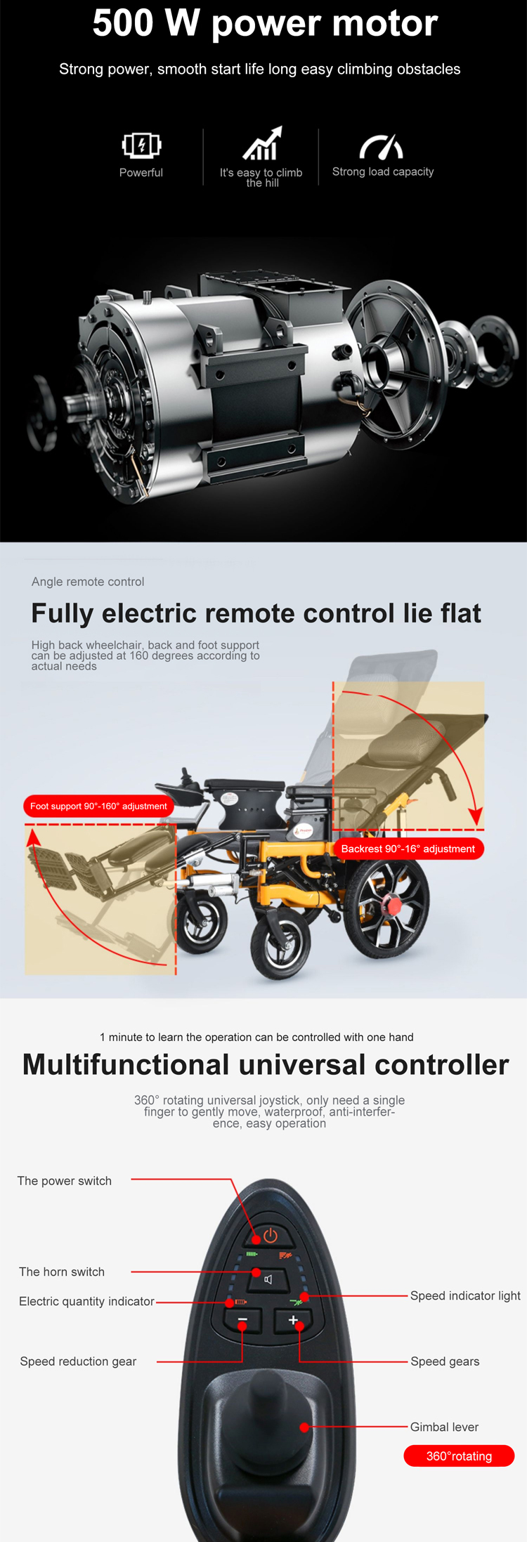 Exclusive Lightweight Foldable Weatherproof Dual Motor All Terrain Electric Wheelchairs