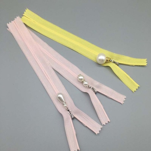 Exquisite 10 inch bead zipper slider for hanbag