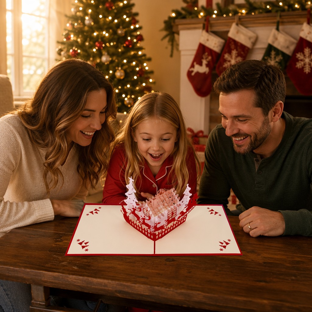 3D kartki świąteczne z kabiną 3d christmas cabin cards
