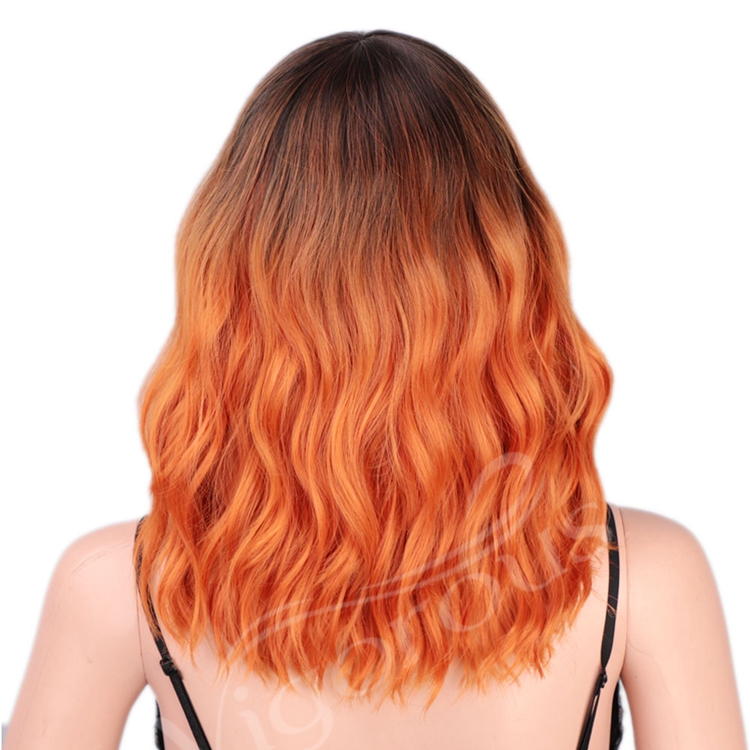 Best Quality Wholesale Glueless With Bang Ombre Black Auburn African Loose Wave Cheap Afro Heat Safe Synthetic Wig