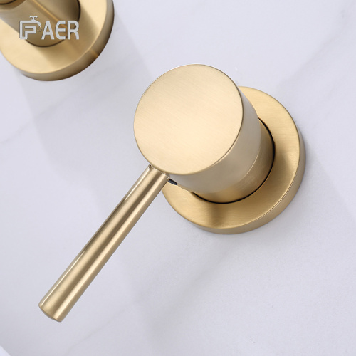 China Modern Brushed Gold Wall-Mounted Double-Hole Faucet Manufactory