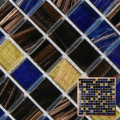 Líneas de oro azul marrón mosaico de vidrio azulejo