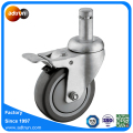 Total Lock Caster, Gray PU Wheel, Grip Ring Stem Castor