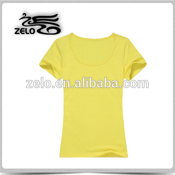 New style round neck yellow tee shirt made in china