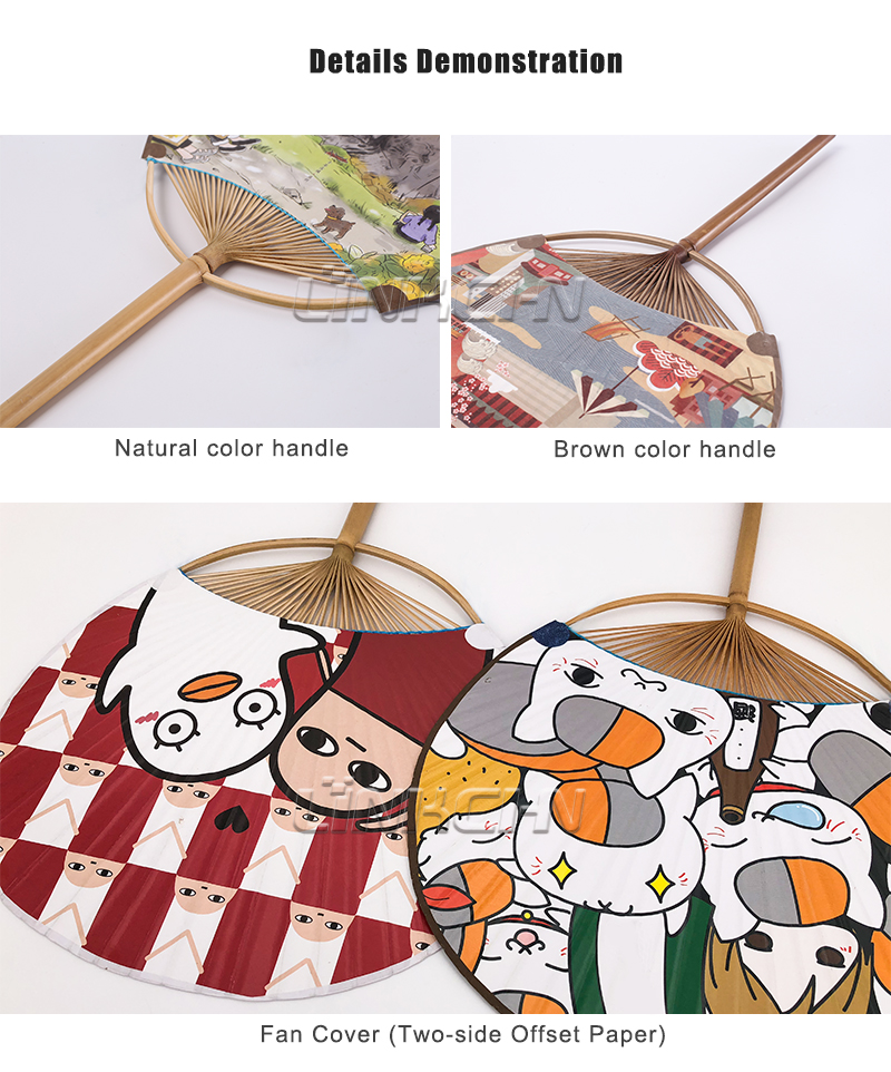 Cartoon decorative circular hand fan round fan in promotion