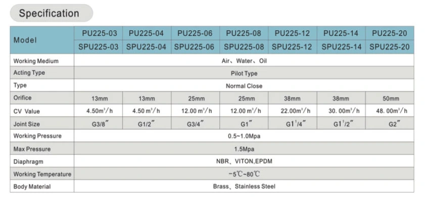 PU Polit Acting Narmally Closed Stainless Steel Matertial Solenoid Valves