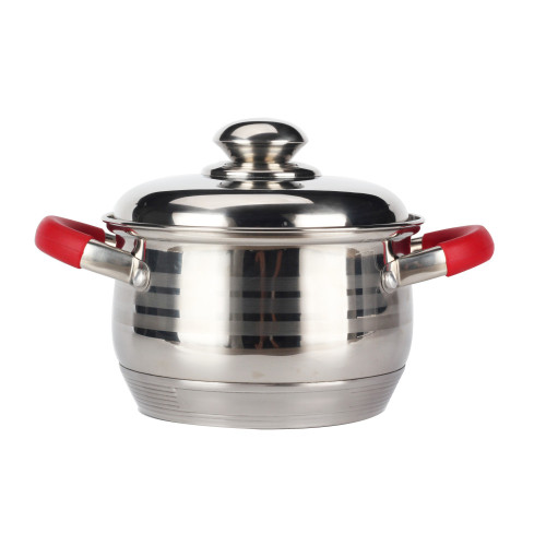 Stainless Steel Sauce Pan with Silicone Red Handle
