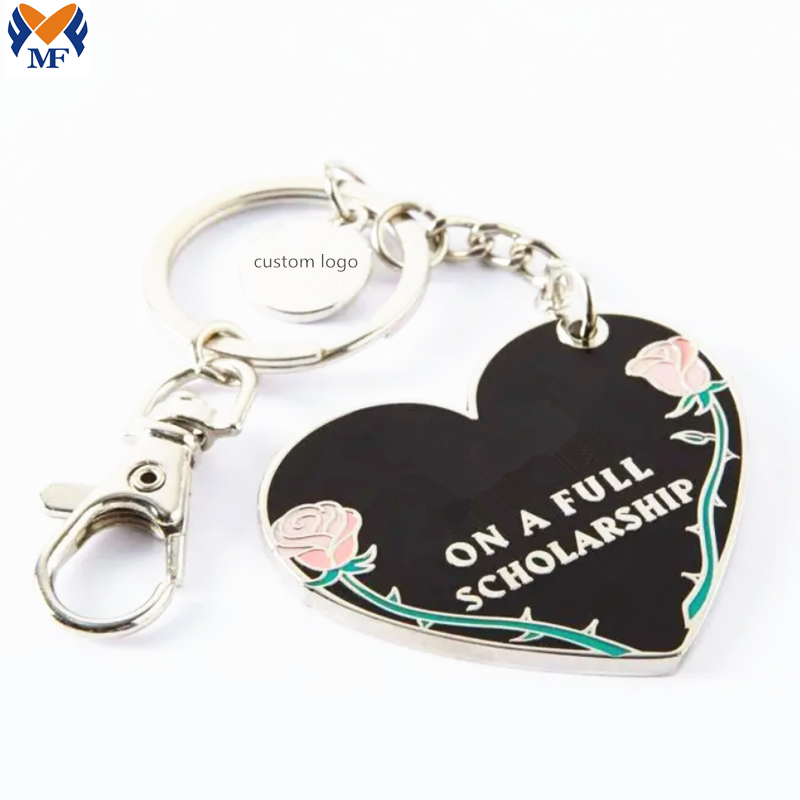 Keychain Bentuk Jantung Enamel Hard Custom Logam