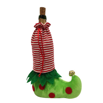 Christmas magic elf leg wine bottle cover bag