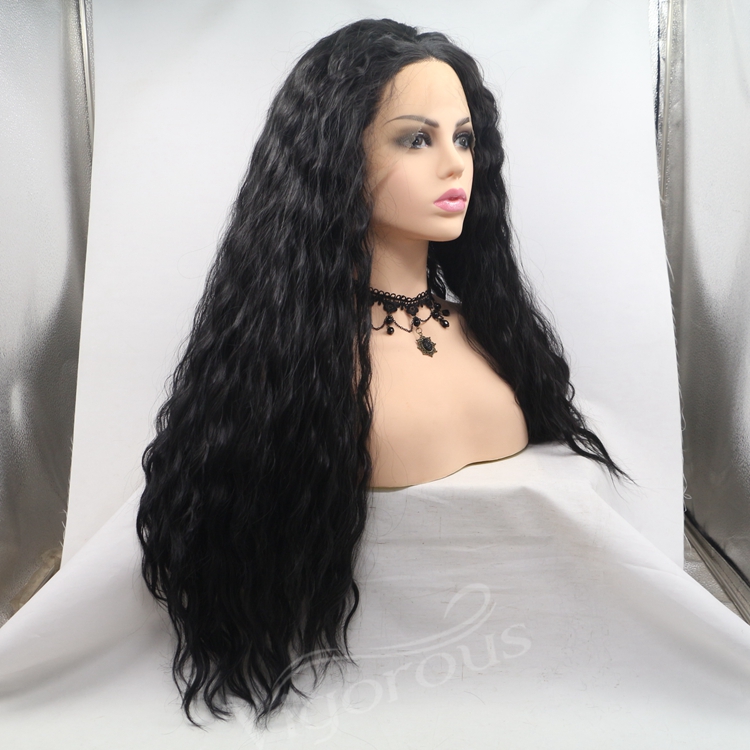 Vigorous mono long premium high quality afro kinky curly wholesale black women synthetic hair wigs lace front