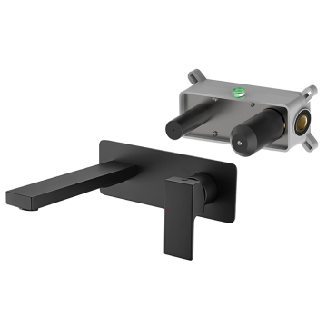 Black Matte Wall Mounted Bathroom Basin Faucet