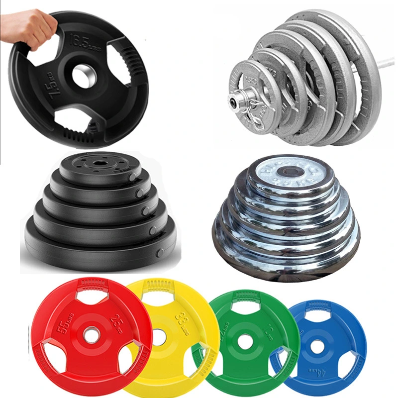 Gym Equipment 3 Hole Frosting Rubber Coated Weight Plates