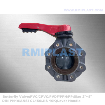 PP PPH Lug Type Butterfly Valve DIN PN10 ANSI CL150