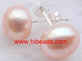 Flat purple freshwater pearl earrings FPE0005