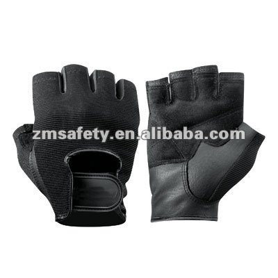 Black pig suede leather gym gloves